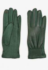 Zielone Rękawiczki Ozdobione Marszczeniem Belremi. Zielone rękawiczki damskie Born2be, bez wzorów, eleganckie. Za 19.99 zł.
