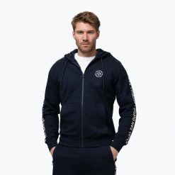 Bluza męska Pitbull Tape Parker Hooded Zip. Niebieskie bluzy męskie PITBULL, l, bez wzorów, z bawełny, bez kaptura. Za 269.99 zł.