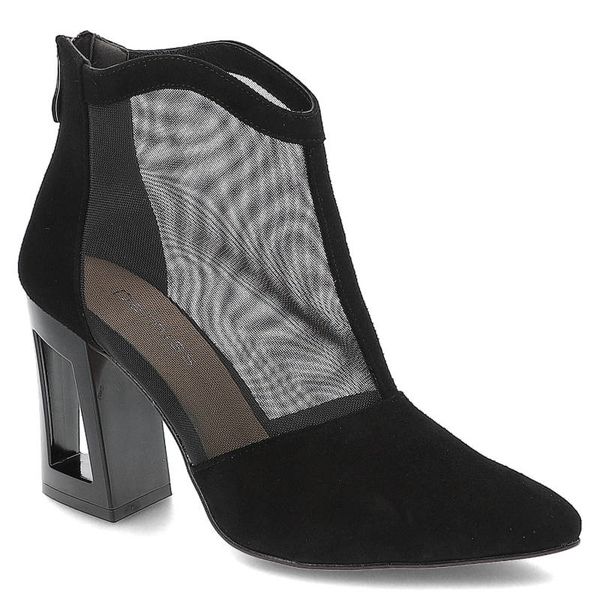 Czarne Botki Damiss Eleganckie Buty Damskie. Czarne botki damskie DAMISS, z zamszu, eleganckie, bez obcasa, na obcasie, bez zapięcia. Za 289.00 zł.