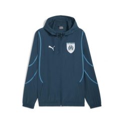 Męska kurtka przedmeczowa z tkaniny Olympique Marsylia PUMA. Niebieskie kurtki męskie Puma, m, bez wzorów, z materiału, klasyczne, bez kaptura. Za 320.80 zł.