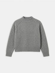 Sweter z półgolfem z domieszką wełny - szary. Szare swetry damskie Sinsay, l, bez wzorów, z wełny, bez kołnierzyka, bez ramiączek, bez kaptura. Za 59.99 zł.