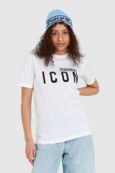 DSQUARED2 Biały t-shirt damski z logo icon. Białe t-shirty damskie Dsquared2, s, bez wzorów, z bawełny, bez kołnierzyka. W wyprzedaży za 639.99 zł.