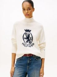 Tommy Hilfiger Wełniany sweter Kobiety Bawełna biały, XL. Białe swetry damskie Tommy Hilfiger, xl, bez wzorów, z bawełny, eleganckie, bez kołnierzyka, bez ramiączek, bez kaptura. Za 549.95 zł.