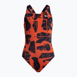 Strój pływacki jednoczęściowy dziecięcy Nike Multiple Print Fastback. Brązowe stroje kąpielowe dla dziewczynek Nike, bez wzorów. Za 109.99 zł.