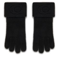 Rękawiczki Coach. Czarne rękawiczki damskie Coach, bez wzorów, z dzianiny. Za 259.99 zł.