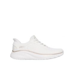 Buty sportowe damskie Skechers Bobs Squad Chaos SLIP-INS. Białe obuwie sportowe damskie Skechers, bez wzorów. Za 302.99 zł.