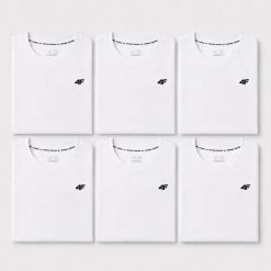 KOMPLET KOSZULEK MĘSKICH 4F ZESTAW 6 SZTUK T-SHIRT L TTSHM3341 BIAŁY. Białe t-shirty męskie 4f, l, bez wzorów, z bawełny, sportowe, bez kołnierzyka. Za 299.94 zł.