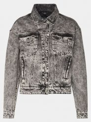 Guess Kurtka jeansowa Clarette W4RN62 D56B3 Szary Regular Fit. Szare kurtki damskie Guess, xs, z aplikacjami, z bawełny, bez kaptura. Za 539.99 zł.