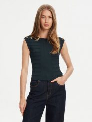 Guess Bluzka W5YR12 Z0130 Zielony Regular Fit. Zielone bluzki damskie Guess, l, z aplikacjami, z syntetyku, bez kołnierzyka, bez ramiączek. Za 279.99 zł.
