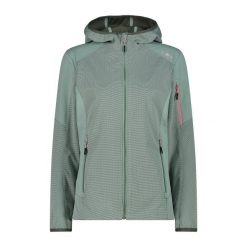 Damska kurtka z kapturem zapinana na zamek CMP. Niebieskie kurtki damskie CMP, bez wzorów, z softshellu, z kapturem, trekkingowe. Za 393.10 zł.