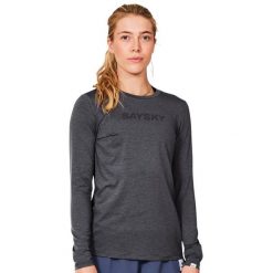 Koszulka damska z długim rękawem Saysky Logo Pace. Szare t-shirty damskie SAYSKY, bez wzorów, bez kołnierzyka. Za 287.15 zł.