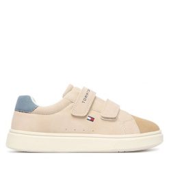 Sneakersy Tommy Hilfiger. Brązowe trampki i tenisówki chłopięce Tommy Hilfiger, bez wzorów, bez zapięcia. Za 304.99 zł.