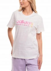 Koszulka damska adidas The Soft Side Linear. Białe koszulki sportowe damskie Adidas, xs, bez wzorów, z bawełny, bez kołnierzyka, bez ramiączek. Za 105.99 zł.