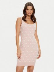 Guess Sukienka dzianinowa W4BK98 Z3JD2 Różowy Bodycon Fit. Czerwone sukienki damskie Guess, xl, z aplikacjami, z dzianiny, bez kołnierzyka, bez ramiączek, bodycon. Za 289.99 zł.