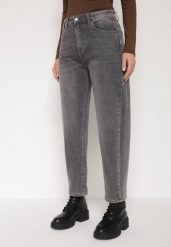 Szare Jeansy Mom Fit z Wysokim Stanem Rallanda. Szare jeansy damskie Born2be, z podwyższonym stanem. Za 109.99 zł.