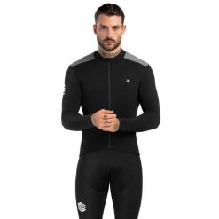 Koszulka termoaktywna rowerowa męska M4 Fleet Moss. Czarne bluzy męskie SIROKO, l, bez wzorów, z tkaniny, bez kaptura. Za 466.00 zł.