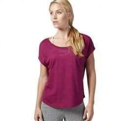Koszulka sportowa damska Reebok El Burnout. Czerwone koszulki sportowe damskie Reebok, s, bez wzorów, z materiału, bez kołnierzyka, bez ramiączek, do biegania. Za 125.00 zł.