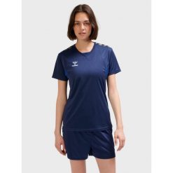 Damski jersey Hummel Authentic Pl. Niebieskie koszulki sportowe damskie Hummel, bez wzorów, z jersey, bez kołnierzyka, bez ramiączek, do piłki nożnej. Za 161.00 zł.