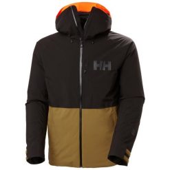 Kurtka narciarska Helly Hansen Powderface. Brązowe kurtki snowboardowe męskie Helly Hansen, m, bez wzorów, z materiału, bez kaptura, narciarskie, primaloft. Za 1,014.15 zł.