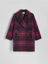 Płaszcz z dodatkiem wełny z alpaki - wielobarwny. Płaszcze damskie Reserved, l, bez wzorów, z tkaniny, bez kaptura. W wyprzedaży za 359.99 zł.