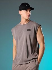 Bawełniany tank top - szary. Szare t-shirty męskie Sinsay, l, bez wzorów, z bawełny, bez kołnierzyka. Za 19.99 zł.