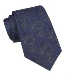 Krawat Męski - Alties - Granatowy w Grafitowe Róże. Niebieskie krawaty i muchy Alties, bez wzorów, z tkaniny, eleganckie. Za 49.00 zł.