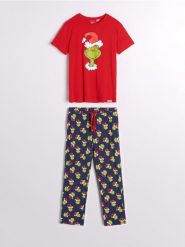 Piżama dwuczęściowa Grinch - czerwony. Czerwone piżamy męskie Sinsay, l, bez wzorów, bez ramiączek, długie. Za 59.99 zł.