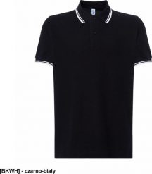 JHK PORA 210 - męskie polo z krótkim rękawem 100% stabilizowana bawełna, 200- 210g - czarno-biały L. Białe koszulki polo męskie JHK, l, bez wzorów, z bawełny, bez ramiączek. Za 30.78 zł.