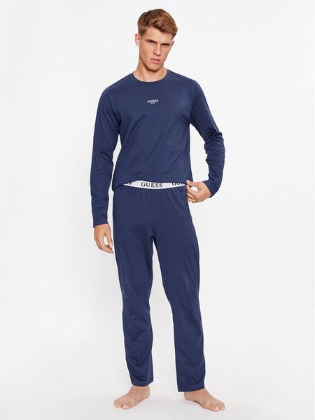 Guess Piżama U2BX00 KBZG0 Niebieski Regular Fit. Niebieskie piżamy męskie Guess, l, z aplikacjami, z bawełny, bez ramiączek. Za 252.99 zł.