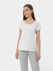 4F T-shirt regular gładki damski XXL. Białe t-shirty damskie 4f, xxl, bez wzorów, z bawełny, bez kołnierzyka. W wyprzedaży za 39.99 zł.