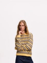 Sweter polo w paski - wielobarwny. Swetry damskie Reserved, l, bez wzorów, z dzianiny, bez kołnierzyka, bez ramiączek, bez kaptura. Za 129.99 zł.