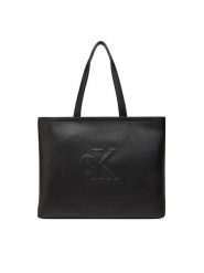 Calvin Klein Jeans Torebka Sculpted Slim Tote LV04K3070G Czarny. Czarne torebki do ręki damskie Calvin Klein Jeans, bez wzorów, z jeansu, bez dodatków. Za 369.99 zł.