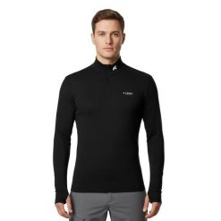 Koszulka z długim rękawem męska wykonana w 100% z wełny merynosów – Finn 210 Zip. Czarne koszulki sportowe męskie FJORK MERINO, na zimę, l, bez wzorów, z materiału, bez kołnierzyka, bez ramiączek, do biegania. Za 579.00 zł.