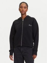KARL LAGERFELD Bluza A3W20067 Czarny Regular Fit. Czarne bluzy damskie KARL LAGERFELD, s, bez wzorów, z bawełny, bez kaptura. Za 829.99 zł.