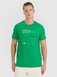 4F T-shirt regular z nadrukiem męski - zielony XXL. Zielone koszulki sportowe męskie 4f, m, bez wzorów, z bawełny, klasyczne, bez kołnierzyka. Za 69.99 zł.