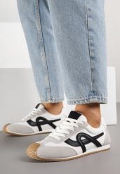 Białe Sneakersy Ozdobione Geometrycznym Motywem Ardetia. Białe obuwie sportowe damskie Born2be, bez wzorów, z jeansu. Za 89.99 zł.