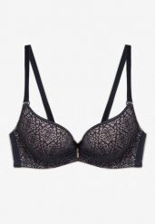 Granatowy Biustonosz Full Cup Ozdobiony Koronką i Małą Zawieszką z Cyrkonii Nedolse. Niebieskie biustonosze Renee, z aplikacjami, z jeansu. Za 34.99 zł.