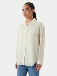 Calvin Klein Koszula LV044B902G Écru Regular Fit. Bluzki damskie Calvin Klein, xs, bez wzorów, z syntetyku, bez kołnierzyka, bez ramiączek. Za 209.99 zł.