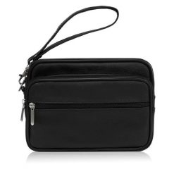 Saszetka męska skórzana do ręki praktyczna pojemna czarna Abruzzo ABR-13. Czarne saszetki męskie ze skóry, eleganckie, małe. Za 99.99 zł.