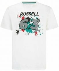 T-shirt męski Mercedes-AMG Petronas F1 George Russell #63 biały. Białe t-shirty męskie Erima, m, bez wzorów, z bawełny, klasyczne, bez kołnierzyka. Za 203.99 zł.