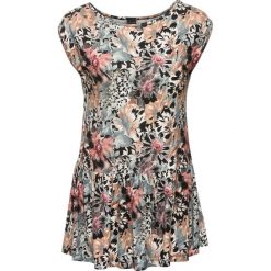 Top z falbaną bonprix czarno-jasnoróżowy z nadrukiem. Topy damskie marki bonprix. Za 37.99 zł.