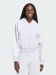Adidas Bluza Kit 3-Stripes Full Zip Hoodie KV9879 Szary Regular Fit. Szare bluzy damskie Adidas, l, bez wzorów, z bawełny, bez kaptura. Za 328.99 zł.