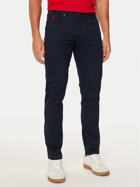 U.S. Polo Assn. Spodnie materiałowe MUP3385 Granatowy Slim Fit. Niebieskie spodnie materiałowe męskie U.S. Polo Assn., m, bez wzorów, z bawełny. Za 259.99 zł.