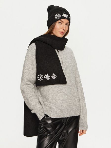 Guess Czapka AW5177 POL01 Czarny. Czarne czapki i kapelusze damskie Guess, na zimę, z aplikacjami. Za 199.99 zł.