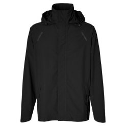 Kombinezon przeciwdeszczowy na rower Hoga, czarny. Czarne kurtki męskie BASIL, bez wzorów, sportowe, bez kaptura. Za 459.00 zł.