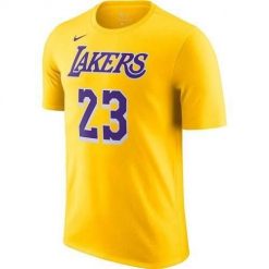 Koszulka sportowa męska Nike James Lakers. Żółte koszulki sportowe męskie Nike, l, bez wzorów, bez kołnierzyka, bez ramiączek. Za 149.00 zł.