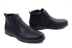 Rieker 10553-00 black, botki męskie. Czarne botki męskie Rieker, bez wzorów, ze skóry, bez zapięcia. Za 429.90 zł.