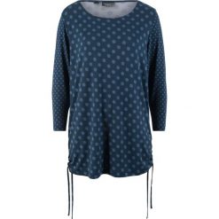Shirt z marszczeniem bonprix ciemnoniebiesko-indygo w kropki. Niebieskie bluzki damskie bonprix, bez wzorów, bez kołnierzyka. Za 29.99 zł.