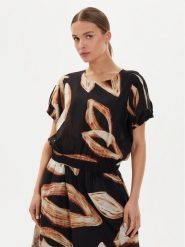 DKNY Bluzka P4EA0X37 Czarny Oversize. Czarne bluzki damskie DKNY, s, bez wzorów, z bawełny, bez kołnierzyka, bez ramiączek. Za 339.99 zł.