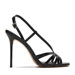 Sandały Eva Minge. Czarne sandały damskie Eva Minge, bez wzorów, bez obcasa, na szpilce, bez zapięcia. Za 449.99 zł.